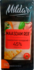 Сыр Маасдам Рейф 45% Милдар 200 гр